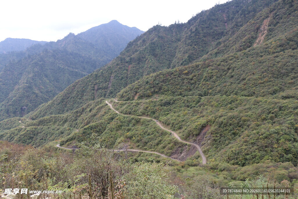 山间蜿蜒小路的秀丽风光
