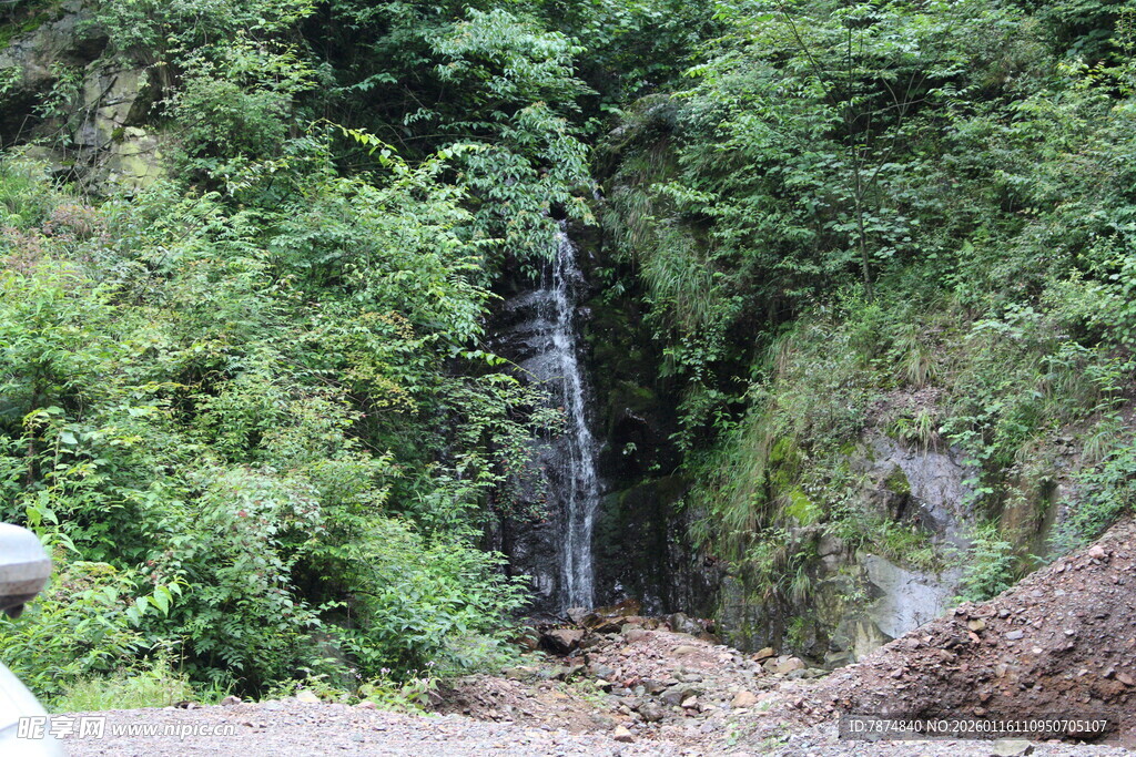 山间小瀑布 绿意环绕