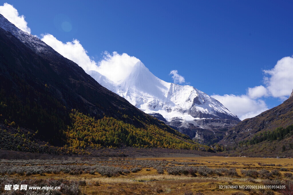 雪山下的开阔壮美风景