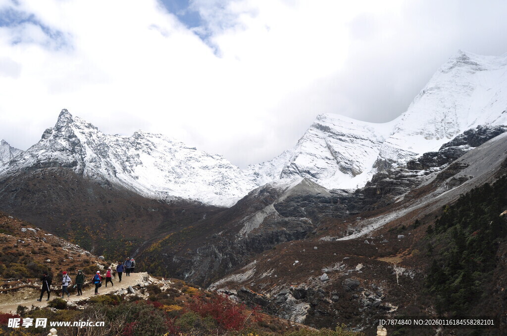 雪山下的山谷风光