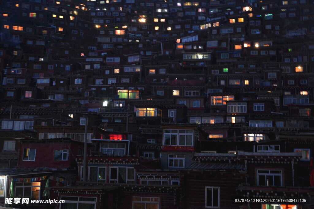 城市夜景中的万家灯火