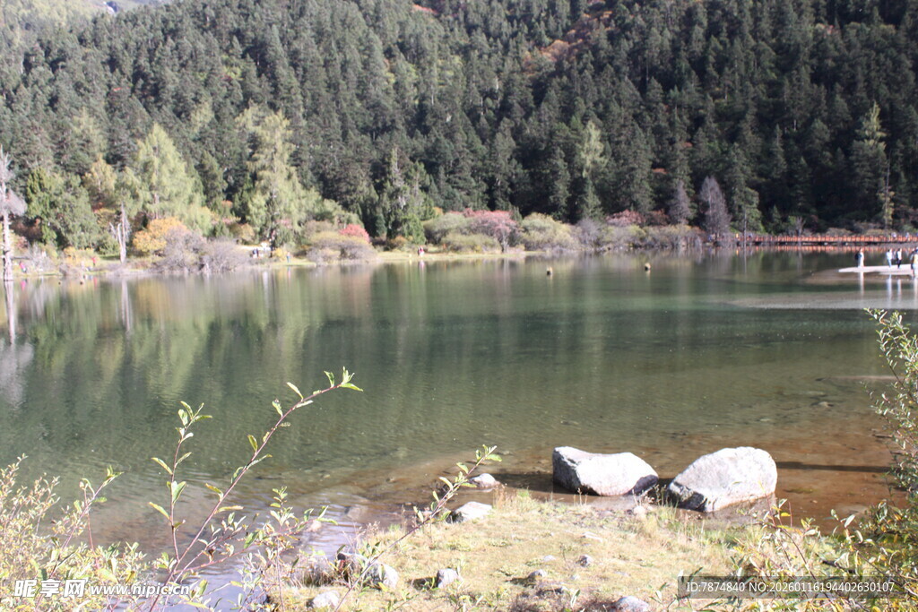 静谧山林中的清澈湖泊