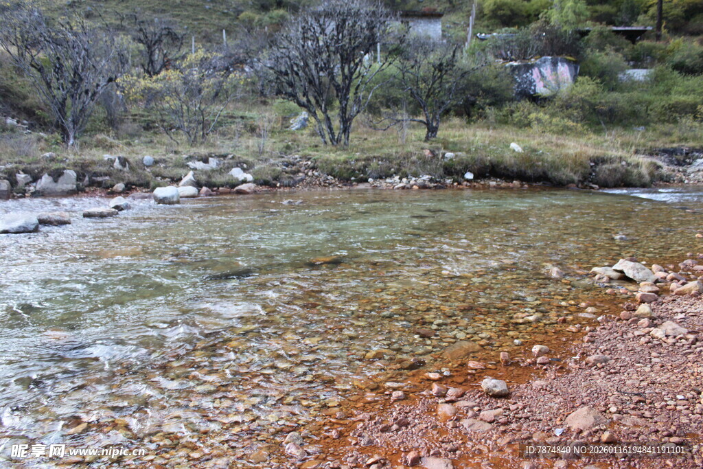 山间清澈溪流景色