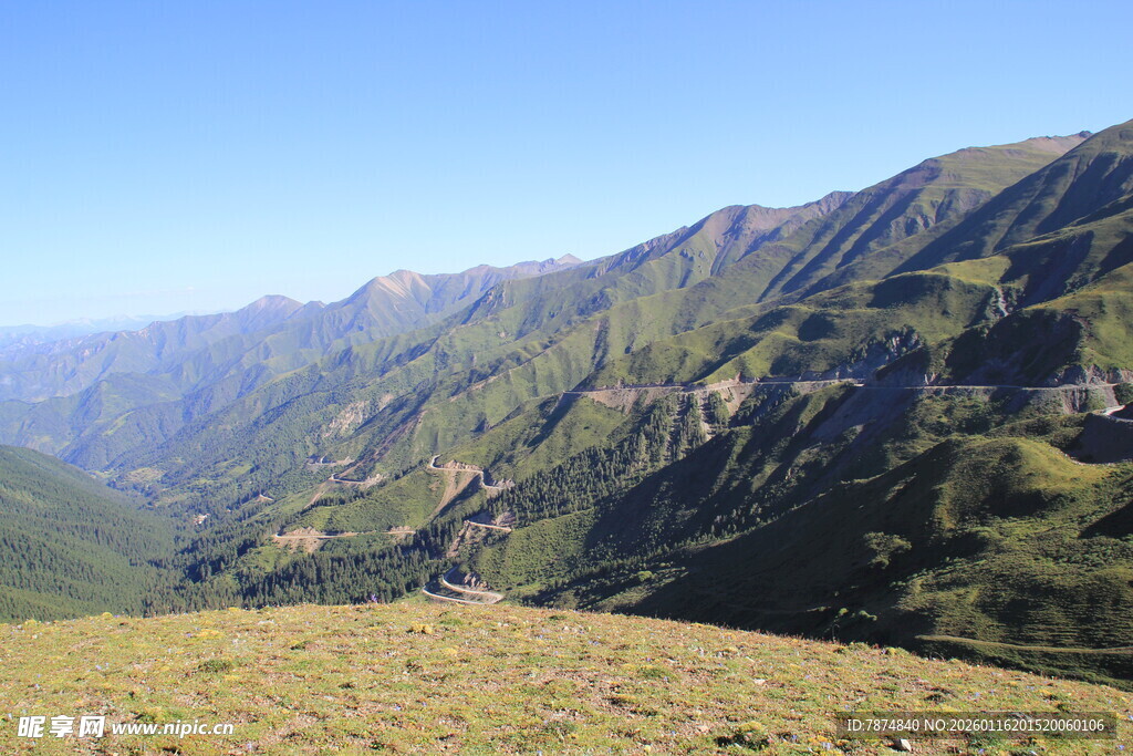 高山草甸间的壮丽山峦