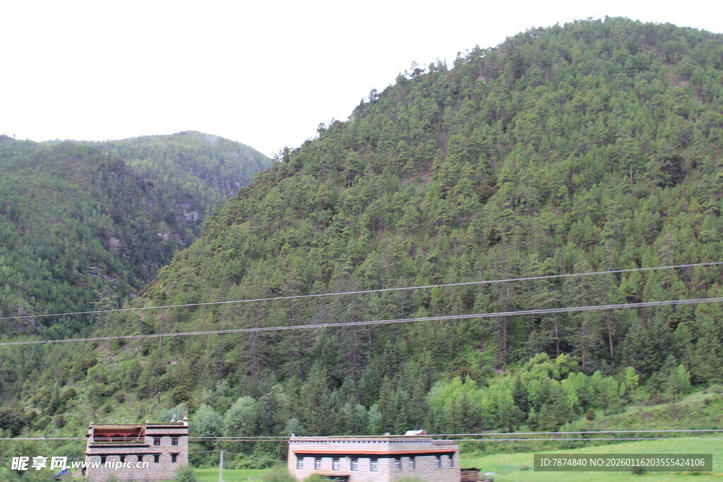 山间村落 绿意盎然的景致