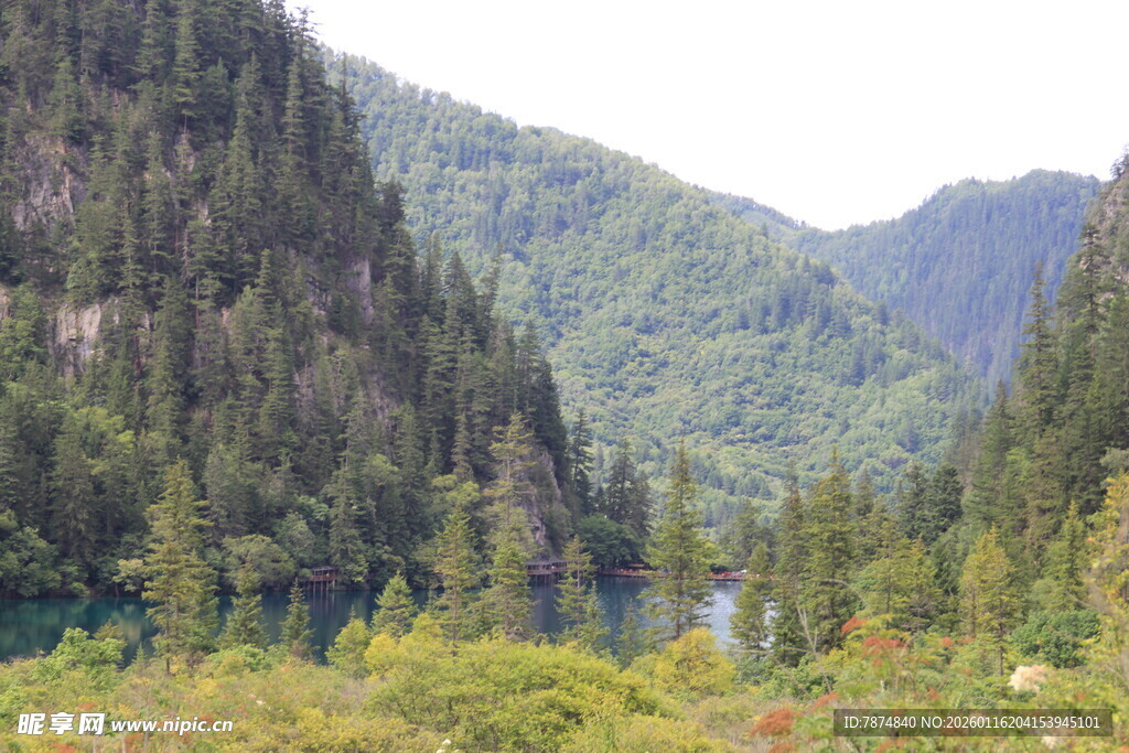 山间秀丽湖景 绿意盎然