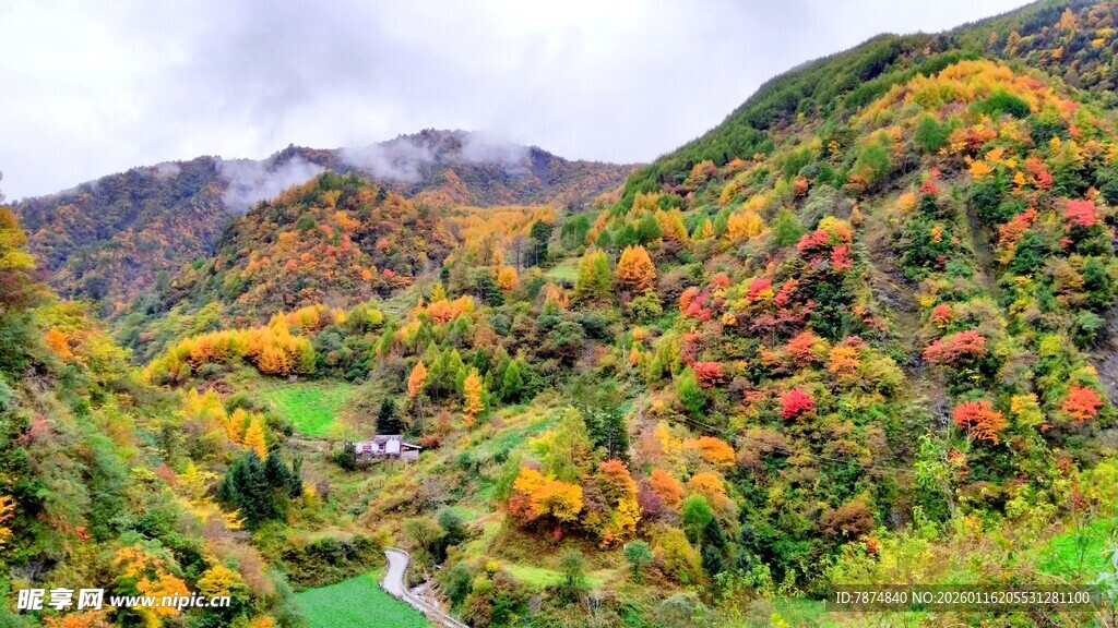 秋日山峦多彩风光