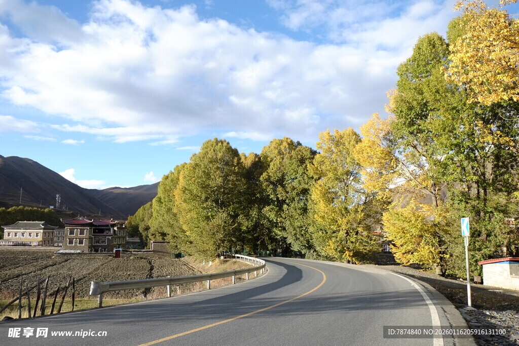 秋日蜿蜒公路美景