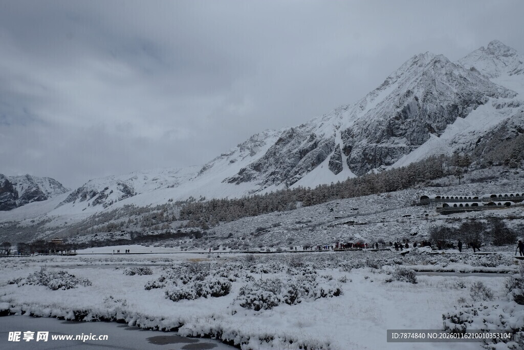 雪山雪景 银白世界风光