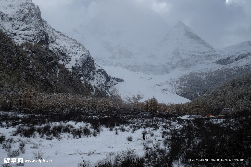 雪山山谷壮丽雪景
