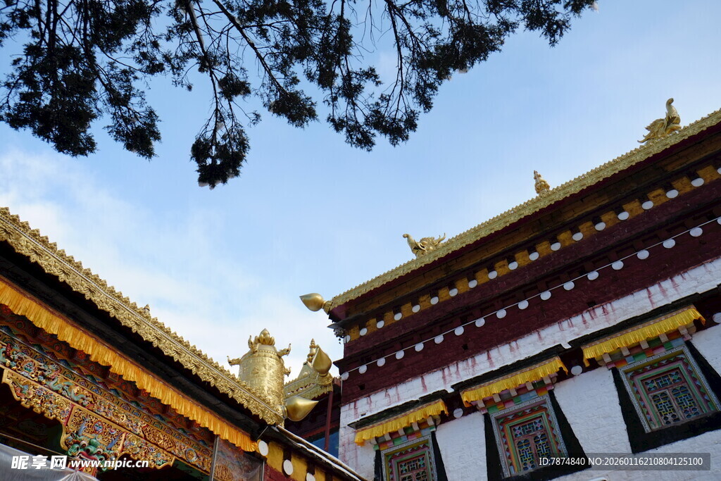藏式建筑屋顶景观