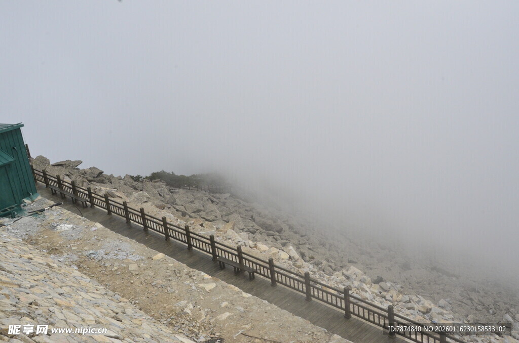 雾中围栏景观