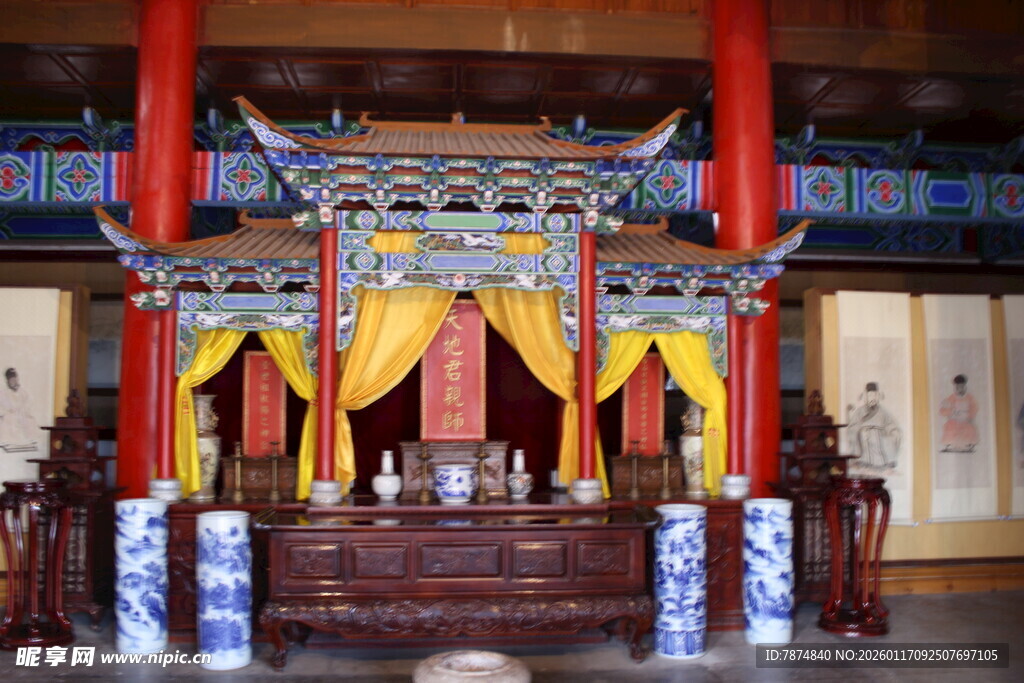 中式古典厅堂内景陈设