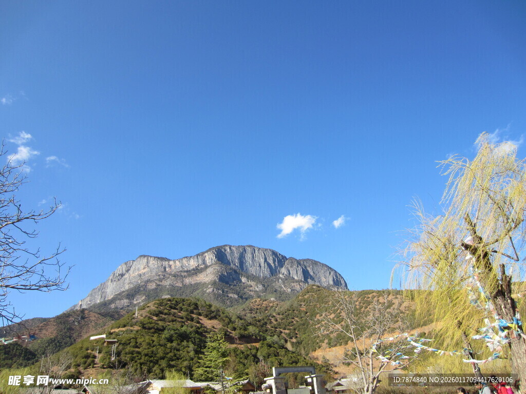 巍峨山峦与葱郁树木景观
