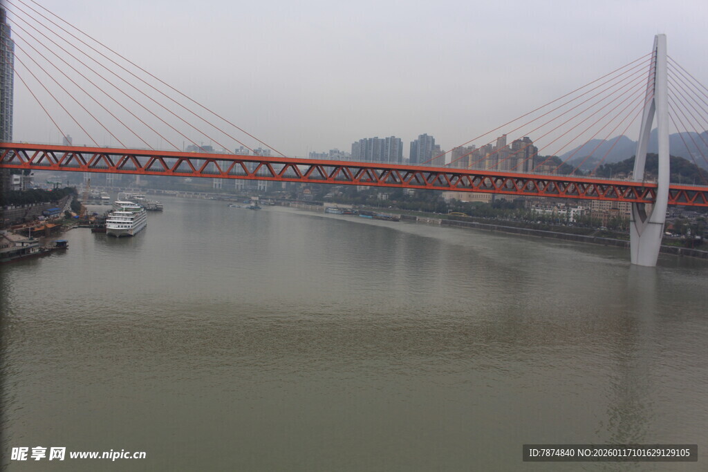 江上红桥及城市景观