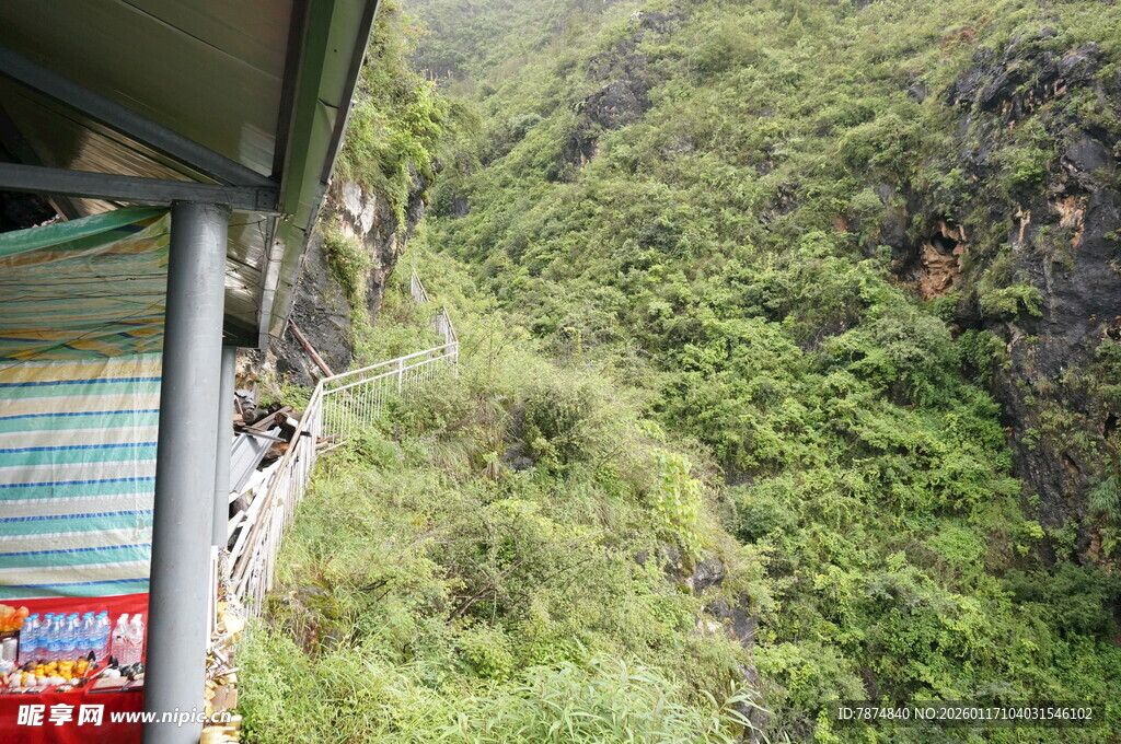 山间小屋外的葱郁景致