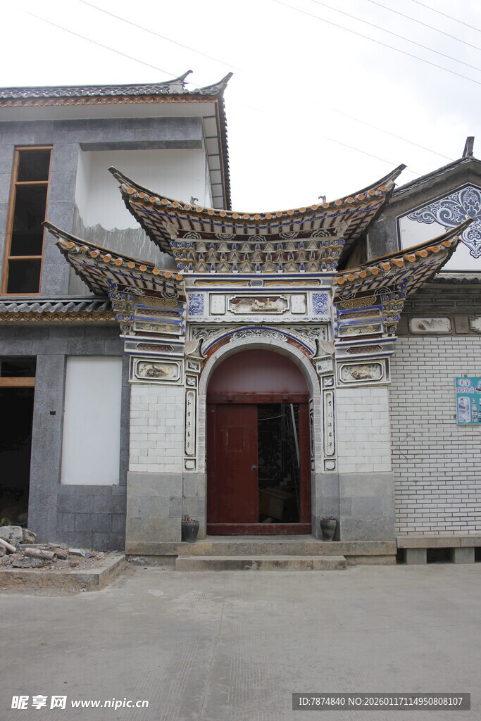 中式传统门楼建筑景观