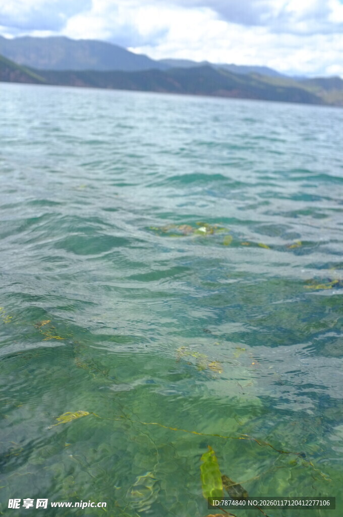 清澈湖水下的自然景观