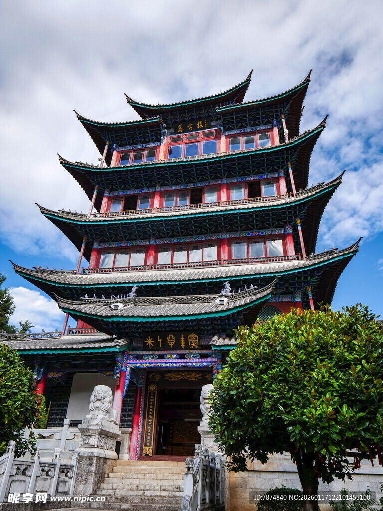 中式古塔楼景观