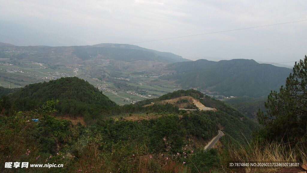 山间景色 绿意盎然的丘陵