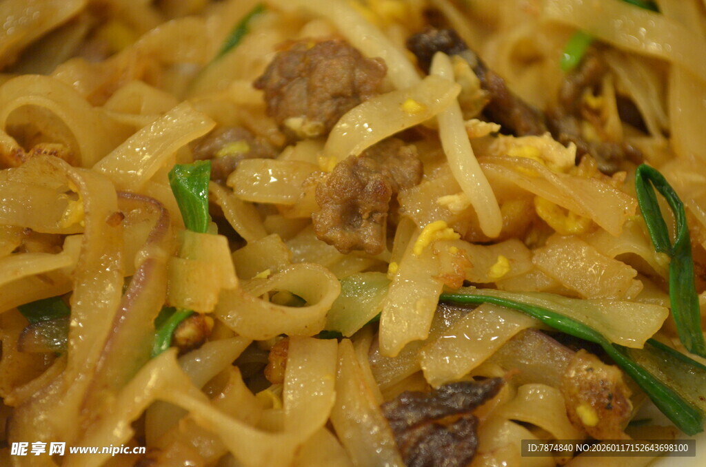 牛肉炒河粉美食特写