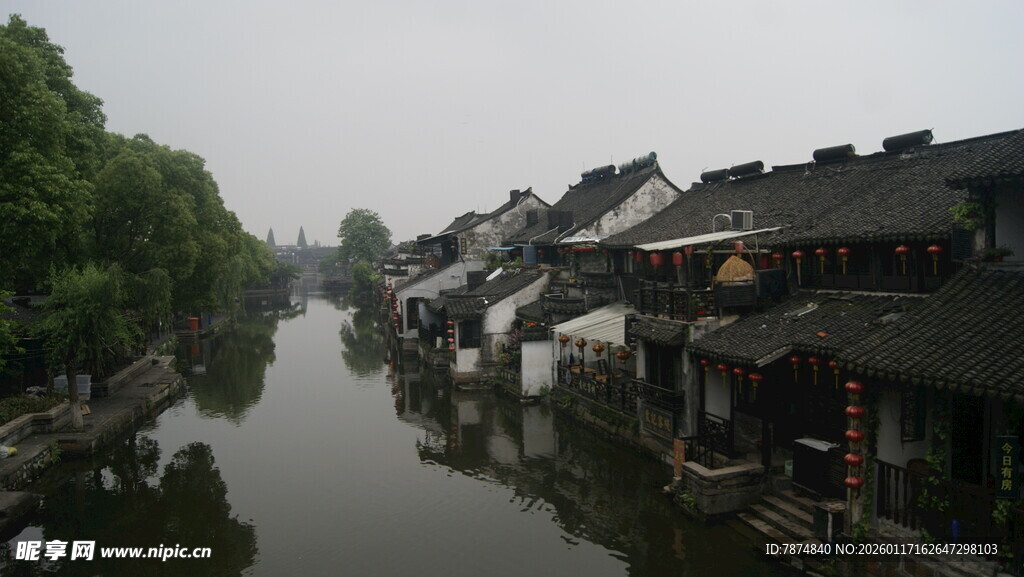 江南水乡古巷临水景致