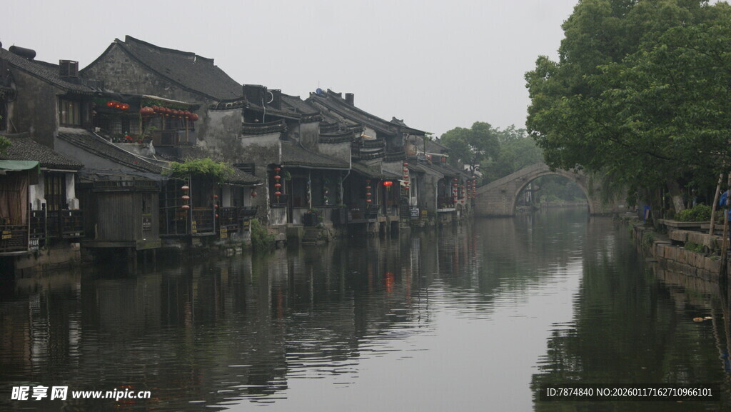 江南水乡古巷河道风景