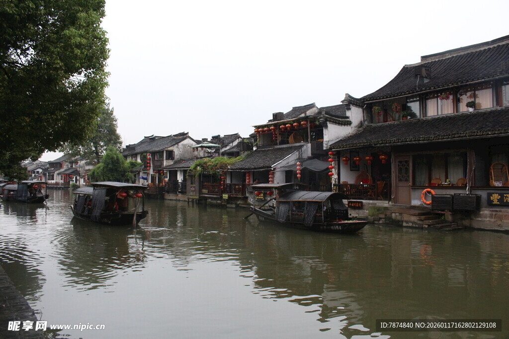 江南水乡古镇河道景观
