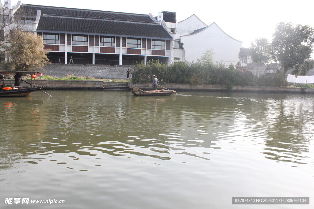 江南水乡河畔建筑景观