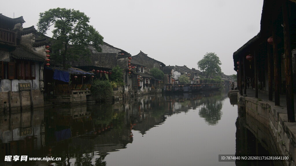 江南水乡古巷河道美景
