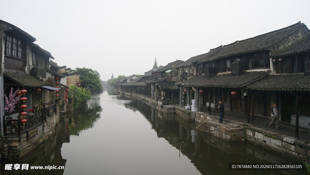 江南水乡古巷河道风景