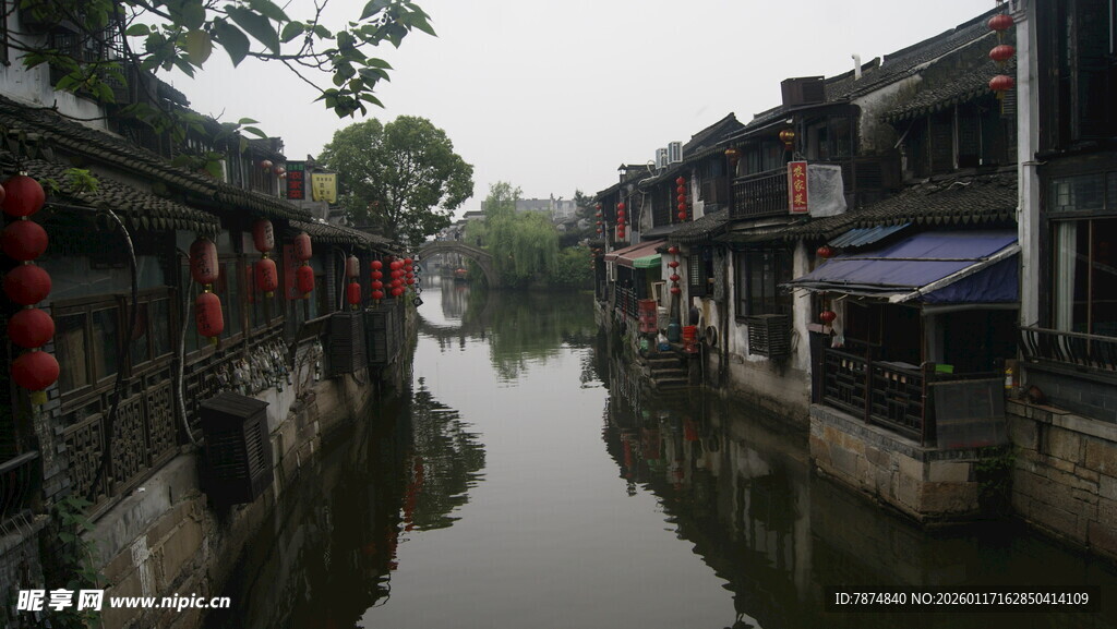 江南水乡古巷河道美景
