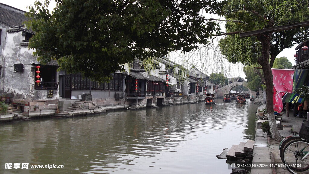 江南水乡古巷河道风景