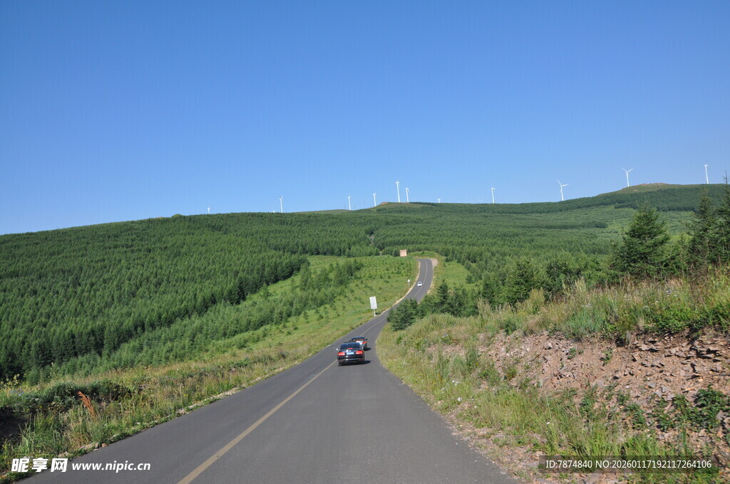 公路穿行于绿意盎然田野