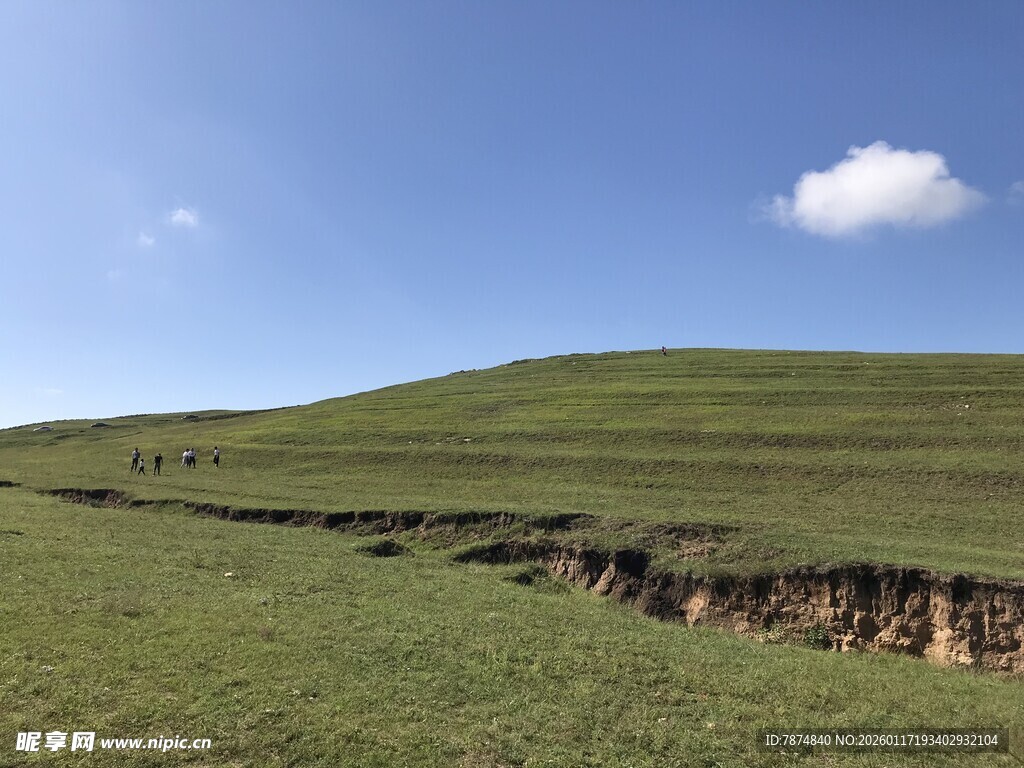 草原上的大地裂缝景观