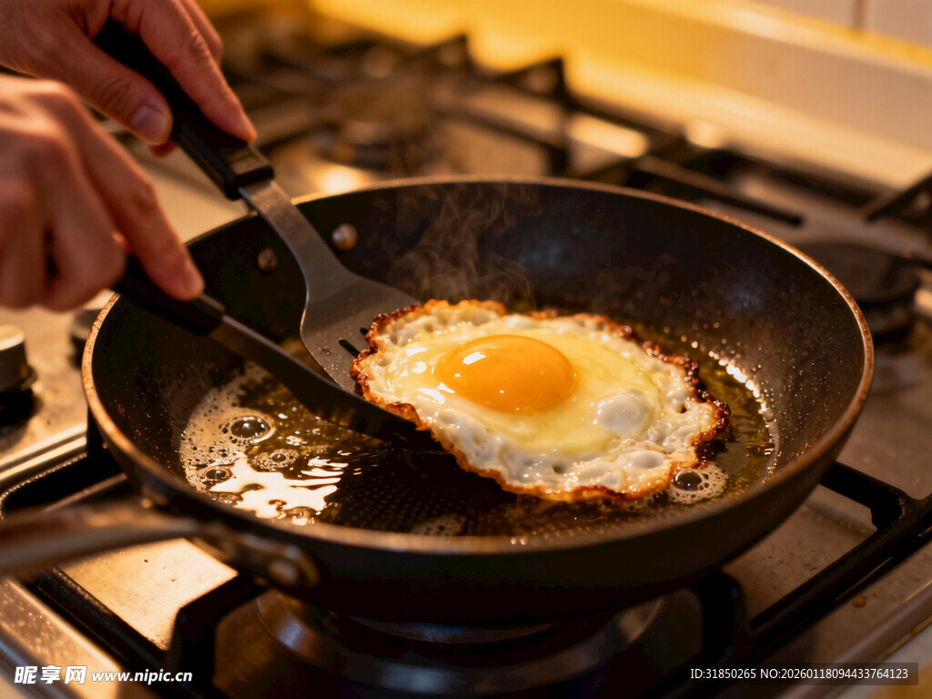 煎制美味荷包蛋瞬间