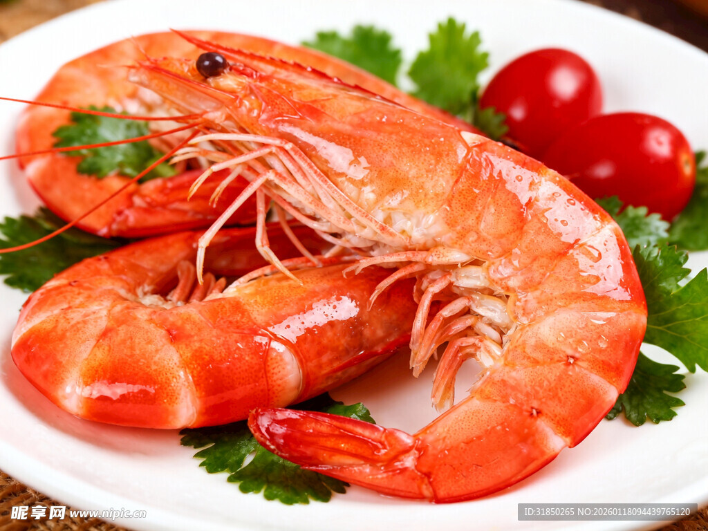 美味大虾摆盘新鲜诱人