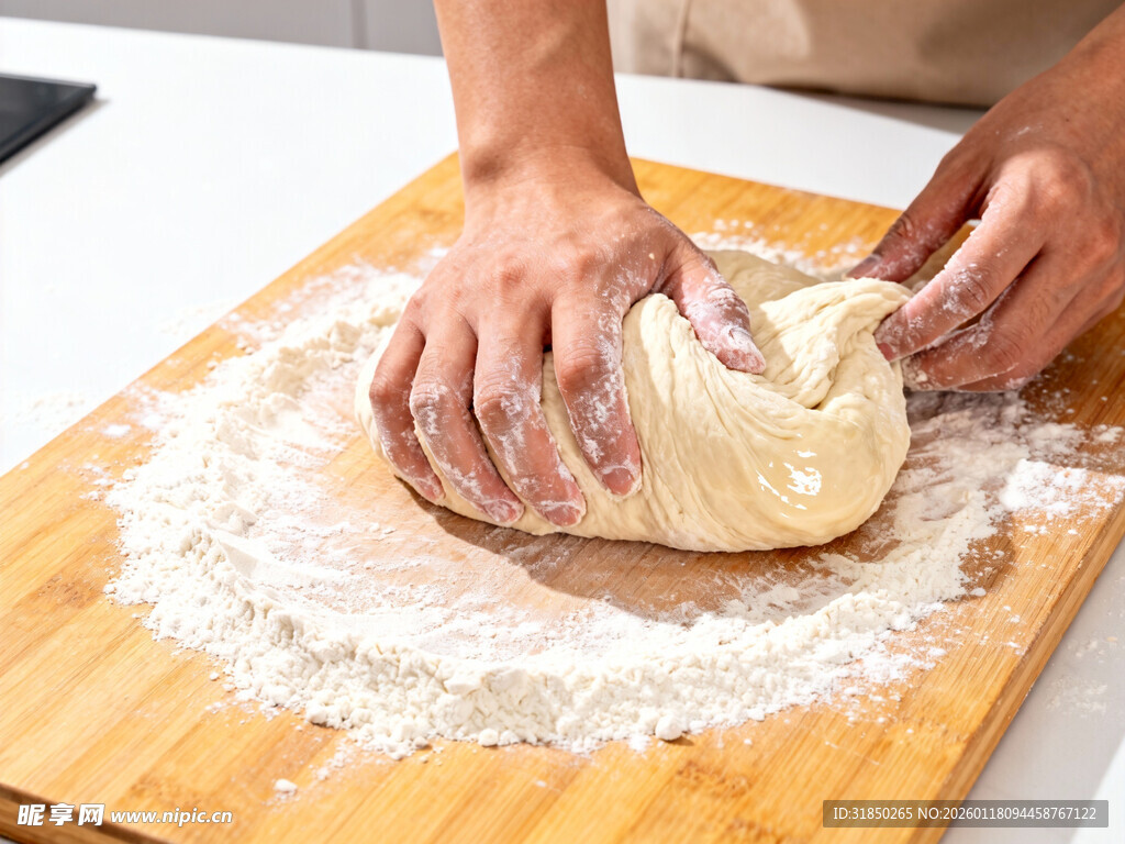 手工揉面团的温馨瞬间