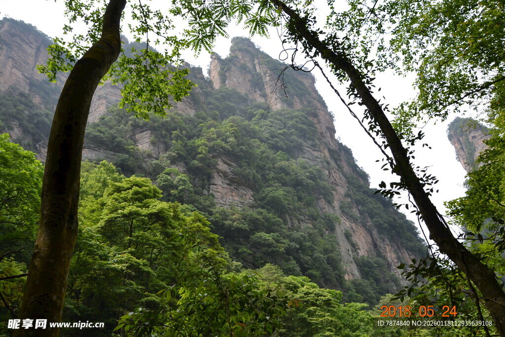 山林间的巍峨山峰