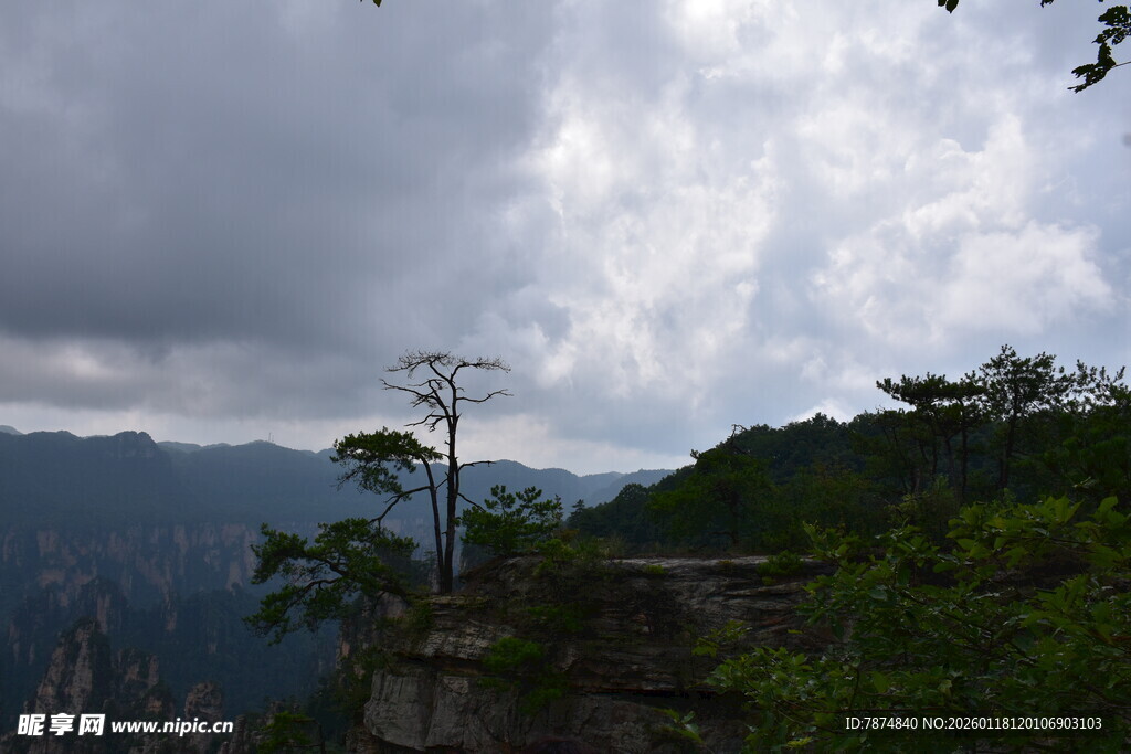 山间云雾缭绕的自然景致