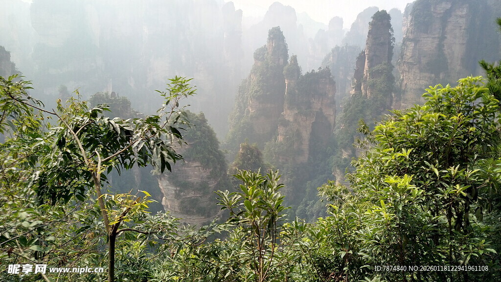 张家界奇峰云雾美景
