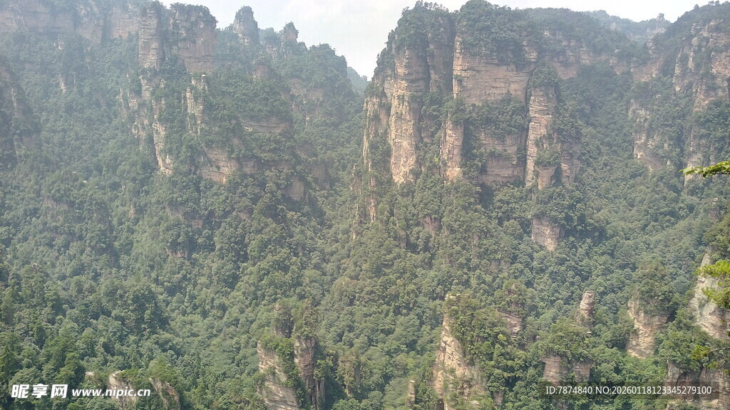 壮丽奇峰 山林葱郁景观