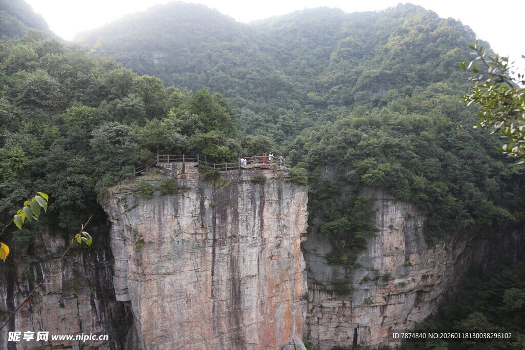 壮丽悬崖边的葱郁山林