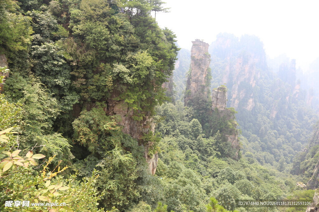 奇峰林立的壮美山林景观