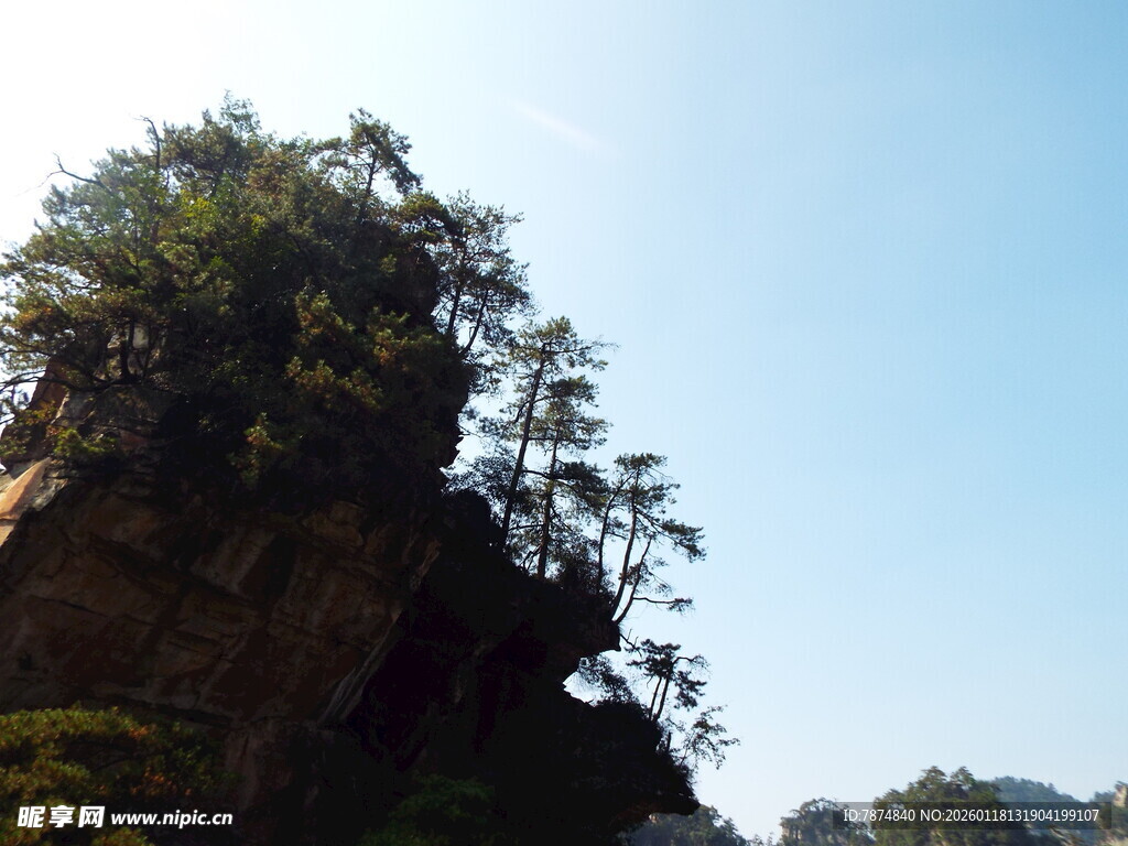 峻峭山峰上的葱郁植被