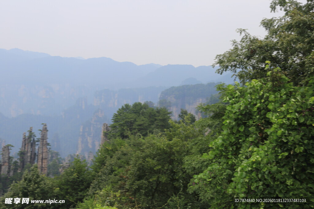山林葱郁间的秀丽峰景