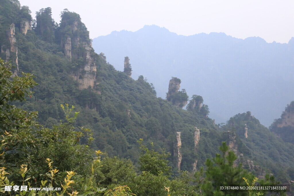 奇峰林立的壮美山林景观