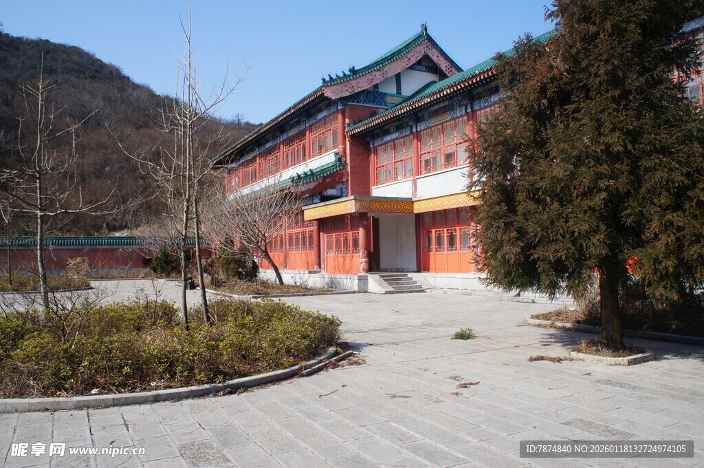 山间古色庙宇建筑景观