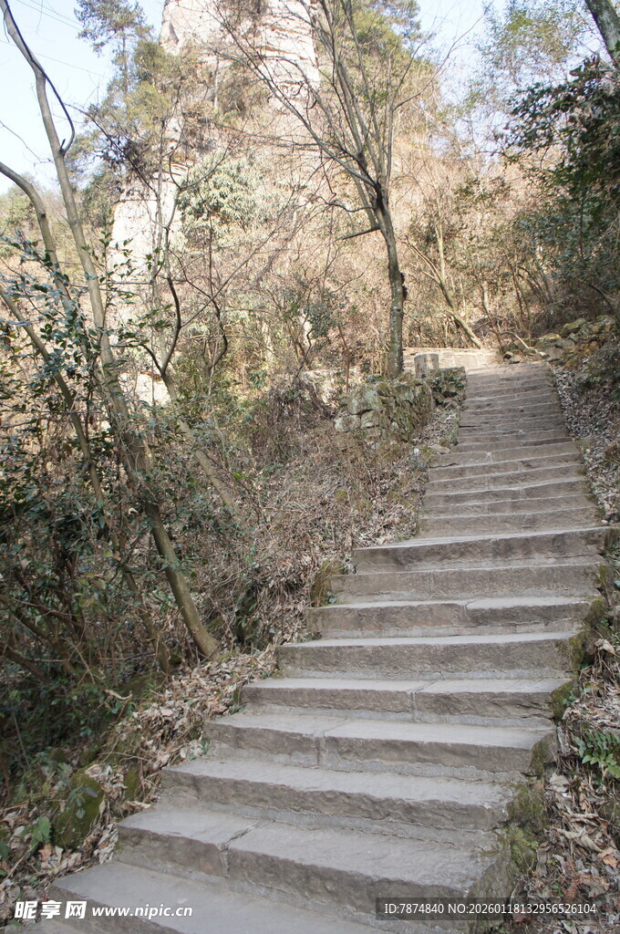 山间石阶小路 静谧自然