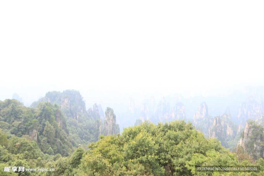 壮美奇峰间的翠绿山林